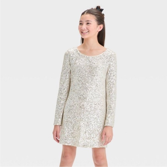 Sparkling Silver Kids Dress - Picture 2 of 4